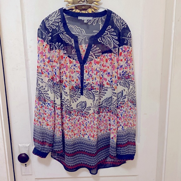 Daniel Rainn Tops Mixed Print Sheer Blouse Poshmark